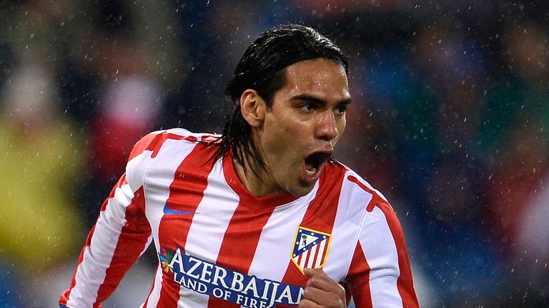 Atletico Madrid forward Radamel Falcao celebrates his goal against Valencia