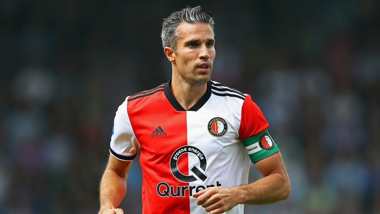Robin van Persie of Feyenoord looks on during the Eredivisie match between De Graafschap and Feyenoord at Stadion De Vijverberg on August 12, 2018 in Doetinchem, Netherlands