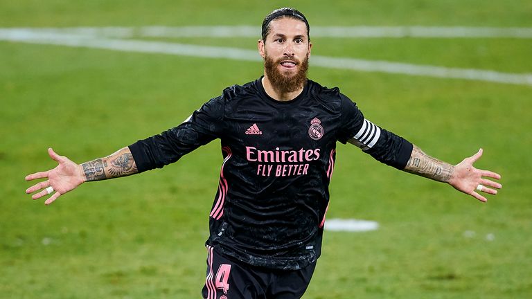  Sergio Ramos celebrates scoring Real Madrid's winner