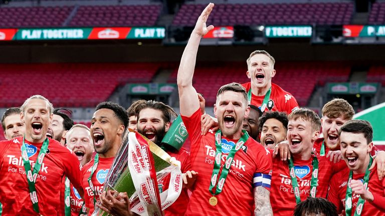 Salford lifted the 2019/20 Papa John's Trophy after a penalty shootout win over Portsmouth