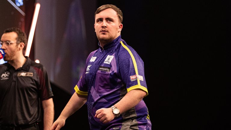 Luke Littler watches on in Berlin at the Premier League Darts