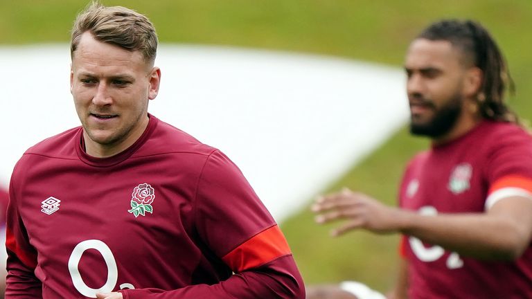 England's Alex Dombrandt during a training session at Pennyhill Park, Bagshot. Picture date: Tuesday May 28, 2024.
