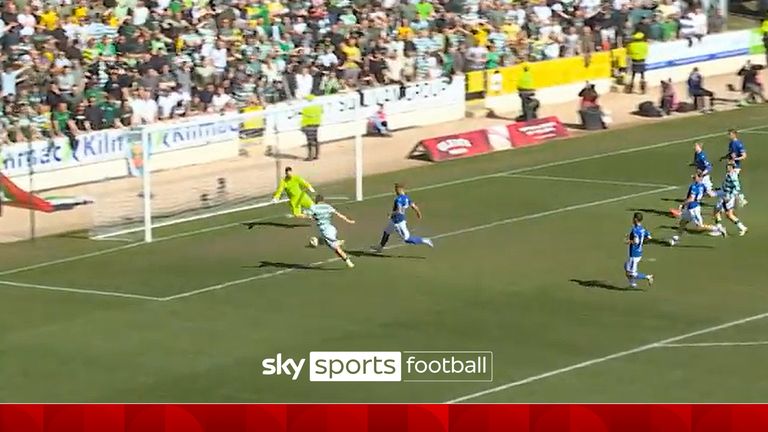 Andy Fisher has been a busy boy for St Johnstone but he produces another brilliant save as they defend a 1-0 lead at home to Celtic.