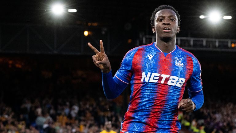 Eddie Nketiah's first-half double for Crystal Palace trebled his Premier League goal tally for the club