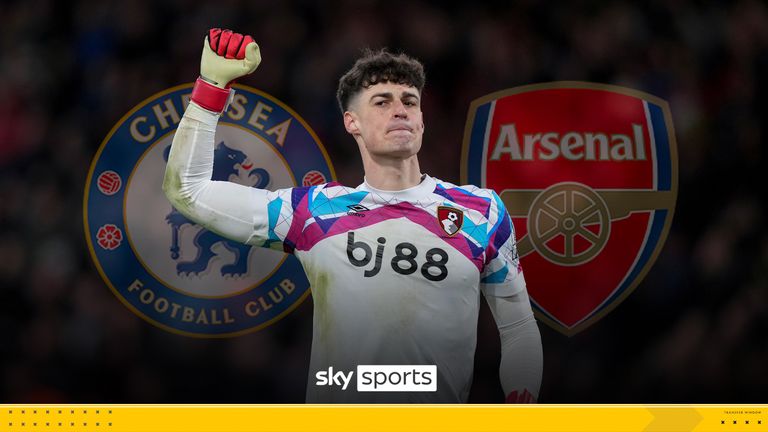 Kepa Arrizabalaga of Bournemouth reacts at the end of the English Premier League soccer match between Bournemouth and Nottingham Forest at the Vitality stadium in Bournemouth, England, Saturday, Jan. 25, 2025.