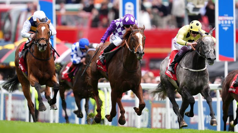 Persica and Ryan Moore come from last to first to win the Diomed Stakes