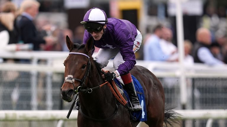 Tuscan Hills under jockey David Egan in the Amo racing colours